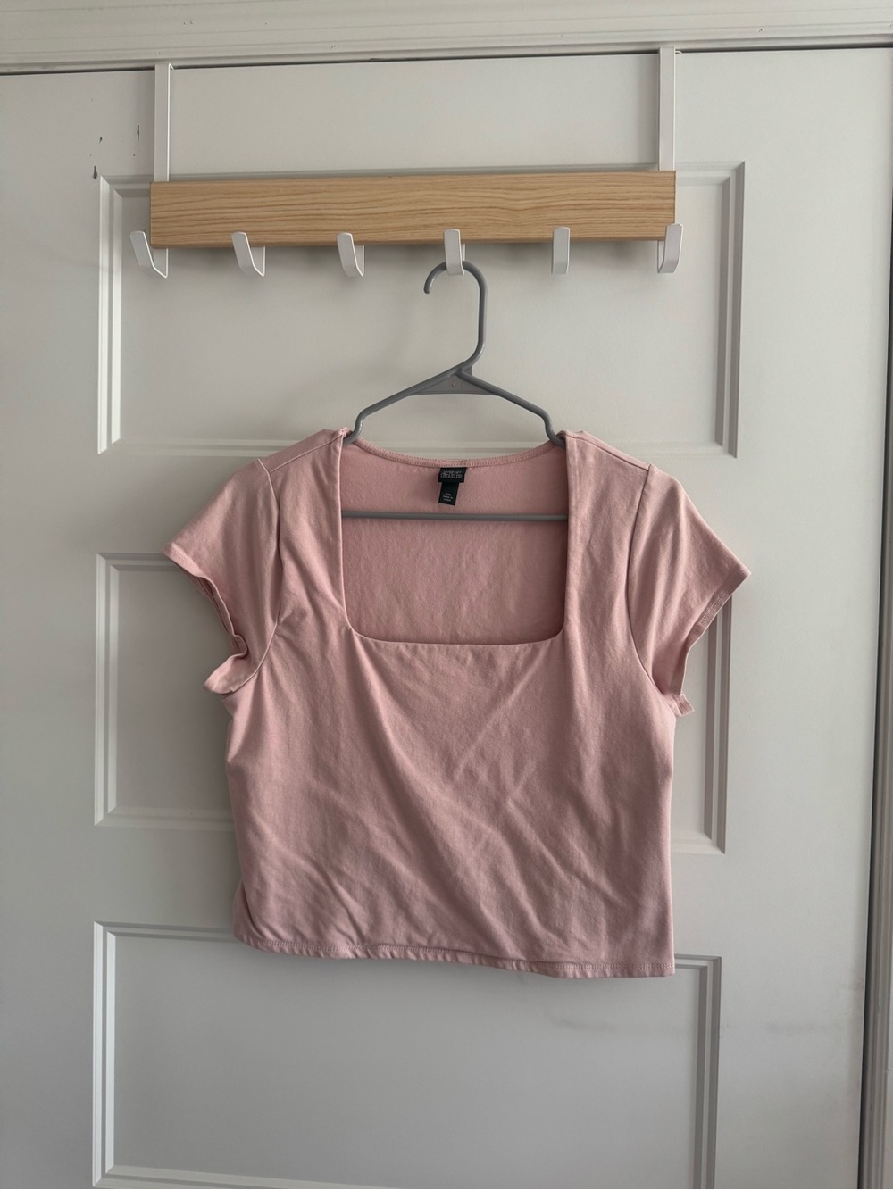 wild fable Square Neck Short Sleeve Crop Top - Light Pink